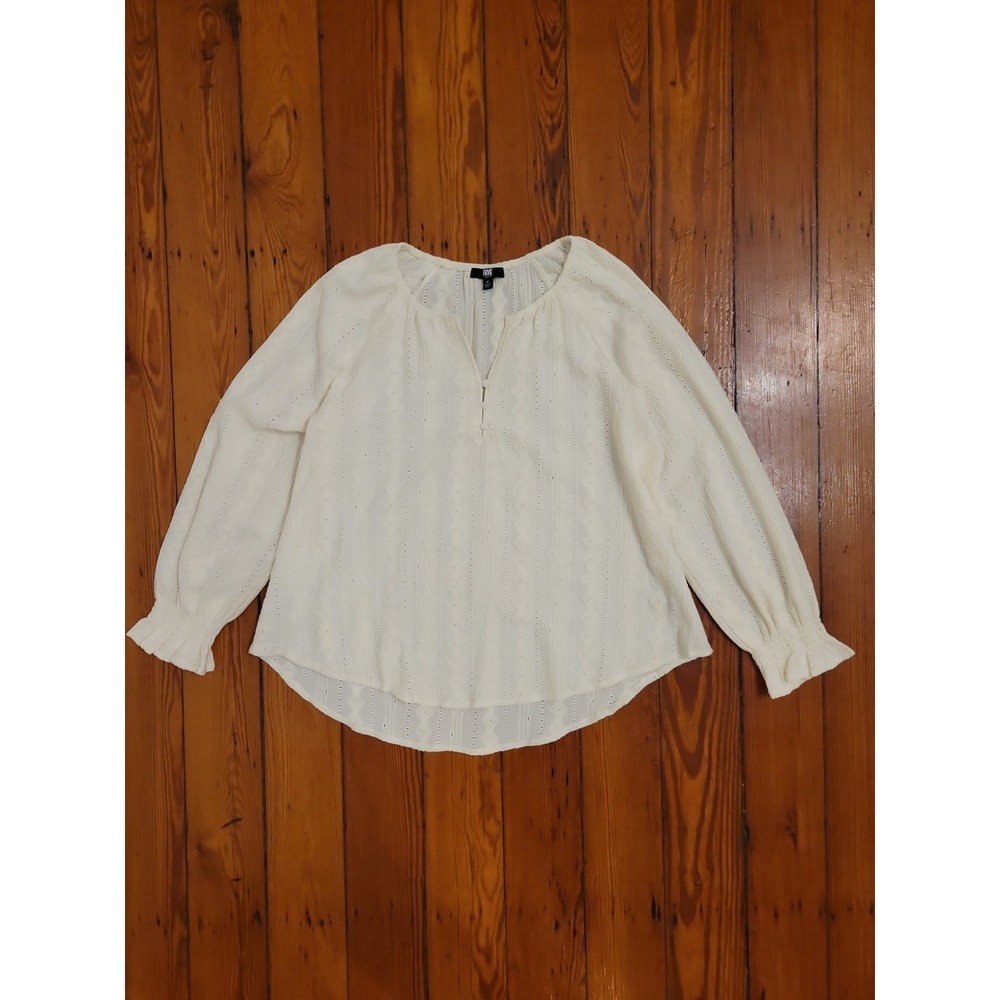 Frye Cream Eyelet Long-Sleeve Peasant Blouse